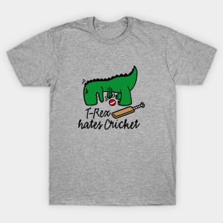 T-Rex hates cricket dinosaur cricket player T-Shirt